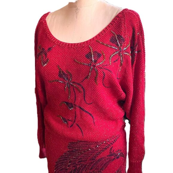 Vintage handmade knit maxi tube 'bird' dress with sparkle - Picture 2 of 16